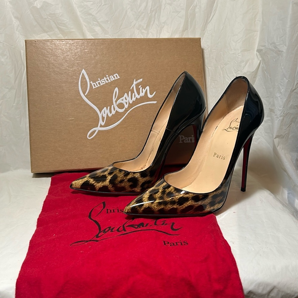 Christian Louboutin So Kate 120mm Patent Degrade Leopard Pump Size 38 EU 7.5 US